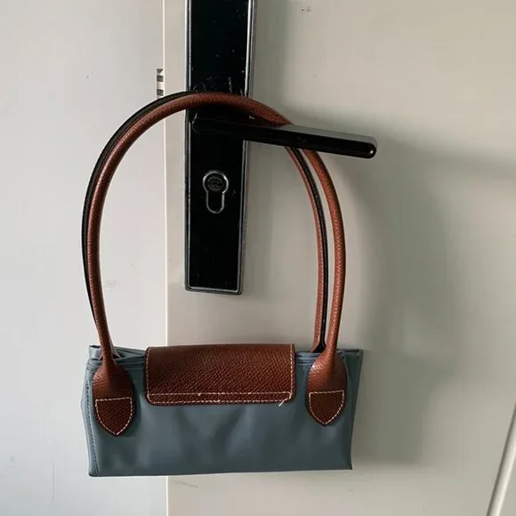 Longchamp Grey Blue Long Handle Folding Bag - Picture 3 of 7